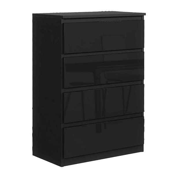 MASSENO KOMODA NUDO, 70/102/39 cm se 4 zásuvkami a dvířky, černá