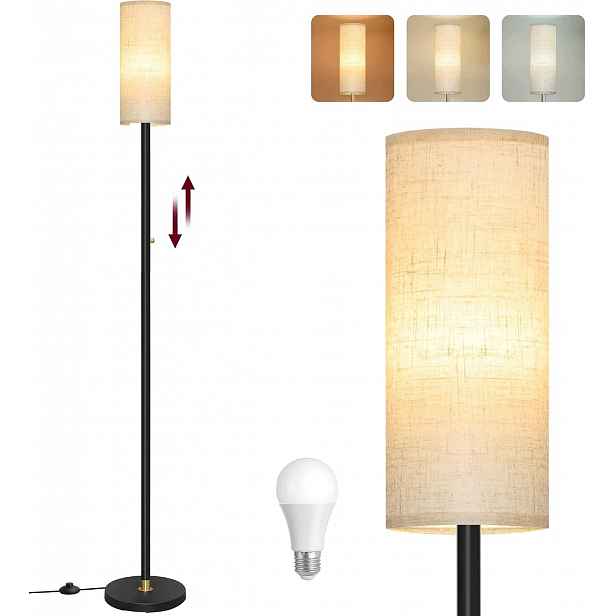 12W Stojací Led podlahová lampa 175 cm pro čtení Abažur Béžová E27