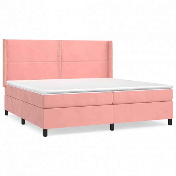 vidaXL Box spring postel s matrací růžová 200x200 cm samet