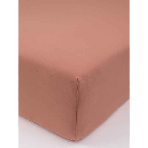 MKLuzkoviny.cz Jersey prostěradlo s elastanem Deluxe 120 × 200 cm - terakota