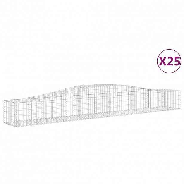vidaXL Klenuté gabionové koše 25 ks 400x50x40/60 cm pozinkované železo