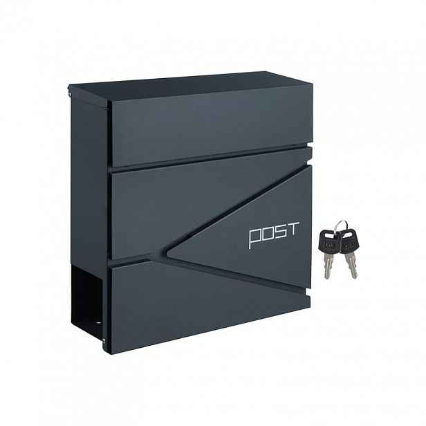 Antracitová poštovní schránka s tichým zavíráním