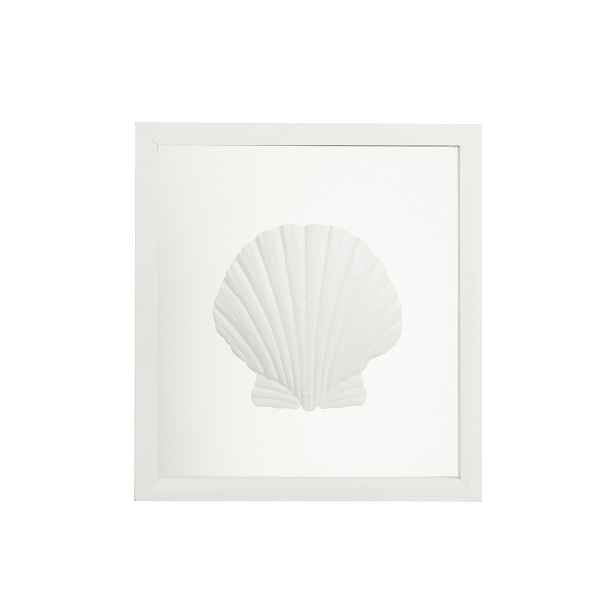 Bílý dřevěný čtvercový rámeček s mušlí - 33*4,1*35,5 cm J-Line by Jolipa