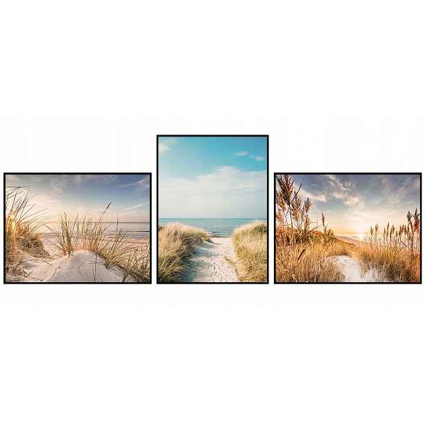 Plakát triptych 40x50 pláž duny písek tráva
