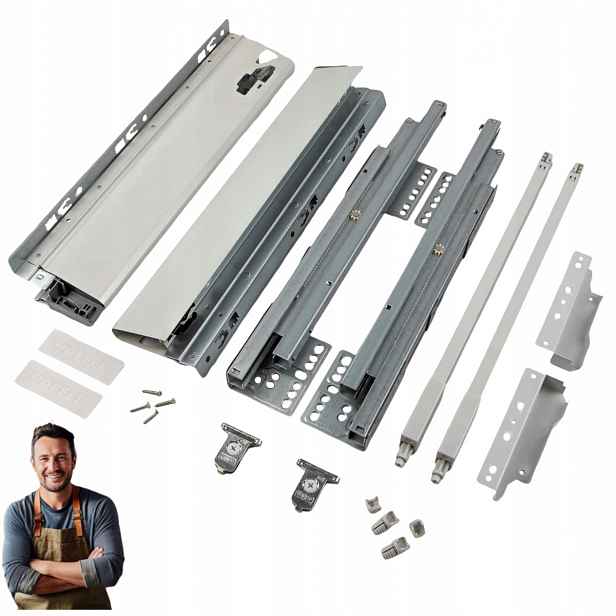 Šuplík Hafele Matrix S35 400 mm střední H-135 Nosnost 35 kg Šedá
