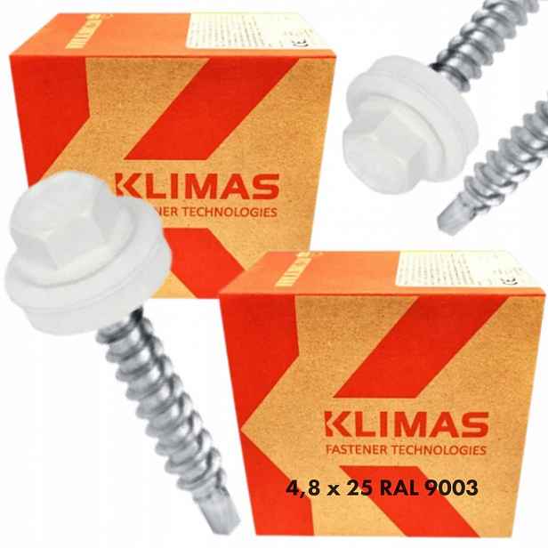 2x Samovrtné vruty farmářů dřevo 4,8x25 podložka Epdm Ral 9003 250 Ks
