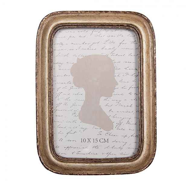 Béžový antik fotorámeček s hnědou patinou - 14*2*19 cm / 10*15 cm Clayre & Eef