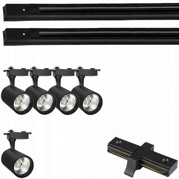 5 X Led Kolejnicový Reflektor S Nastavitelným Stropním Svítidlem Kabel
