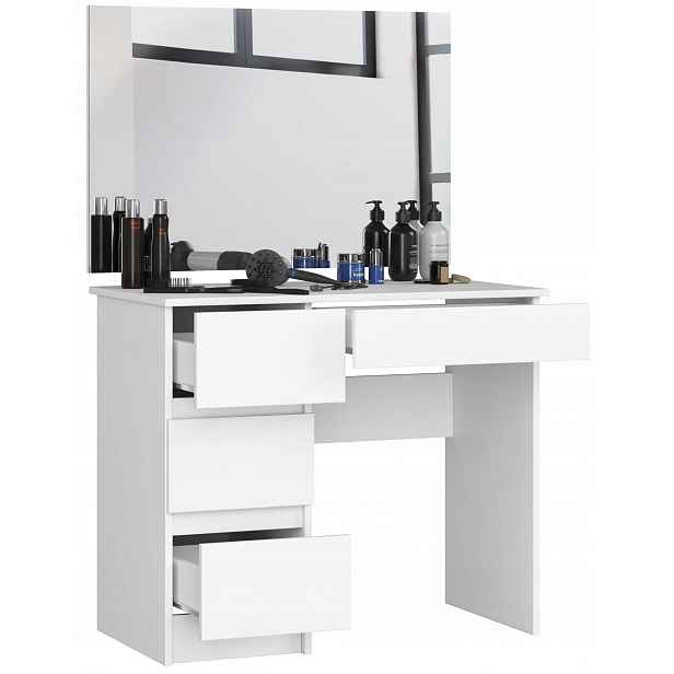 Toaletní Stolek kosmetický 90 cm bílý levý T-6/SL 90x60 Akd