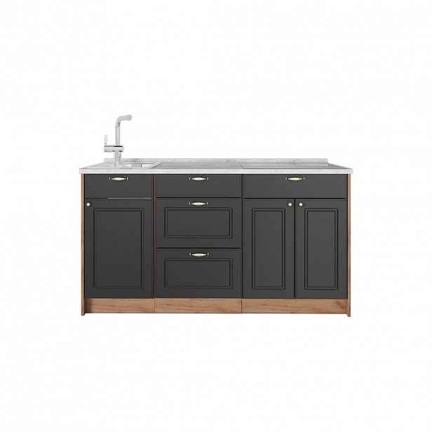 Vicco KUCHYŇSKÝ BLOK Fame-Line, Anthrazit-Gold Landhaus, 150 cm, PD Mramor