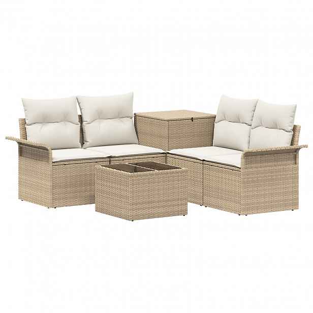 vidaXL Set pohovek 6 ks 4-Počet míst Beige a krémová bílá