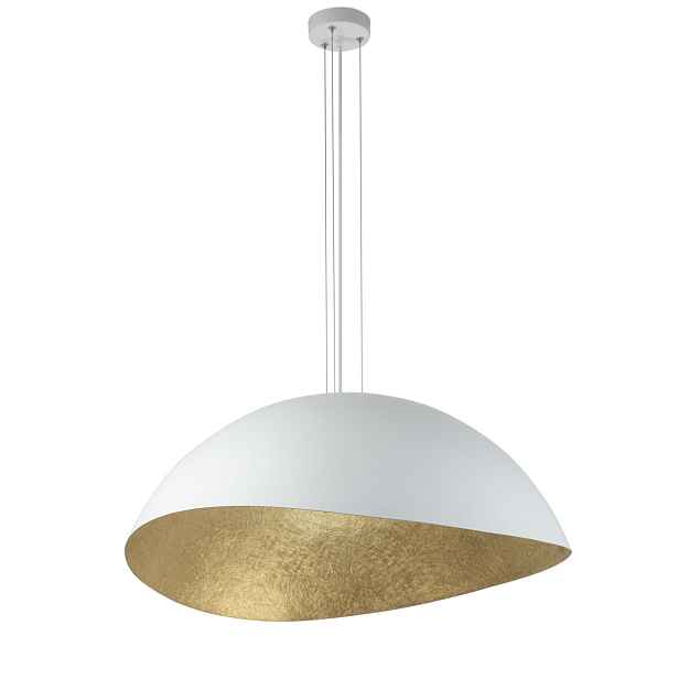 Dekorativní závěsná lampa bílá zlatá kulatá 48 cm do jídelny obývacího pokoje Sigma