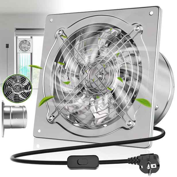 Koupelnový Ventilátor 150 MM Tichý Stropní 525 M3/H Ocel Zpětná Klapka