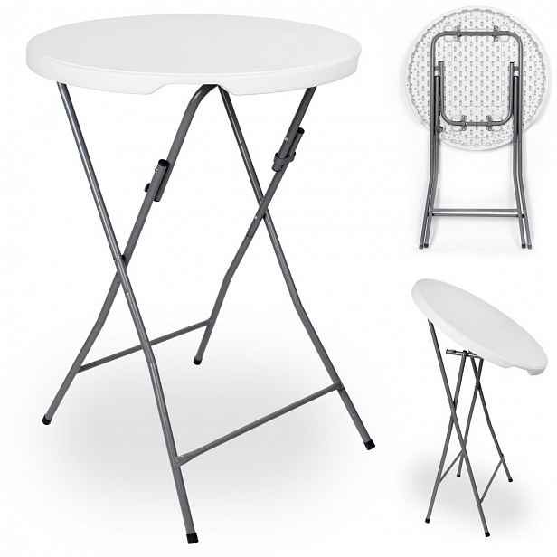Skládací cateringový stolek Gala 80 cm bílý