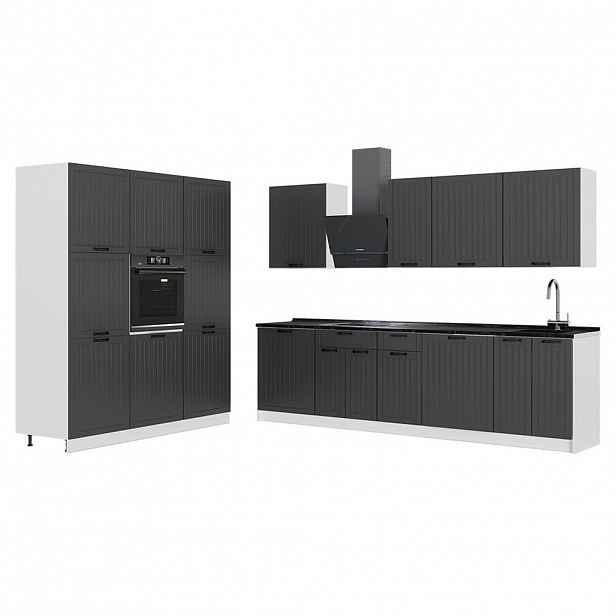 Vicco KUCHYŇSKÝ KOUT Fame-Line, Tmavě šedá/Bílá, 460 cm, PD Antracit