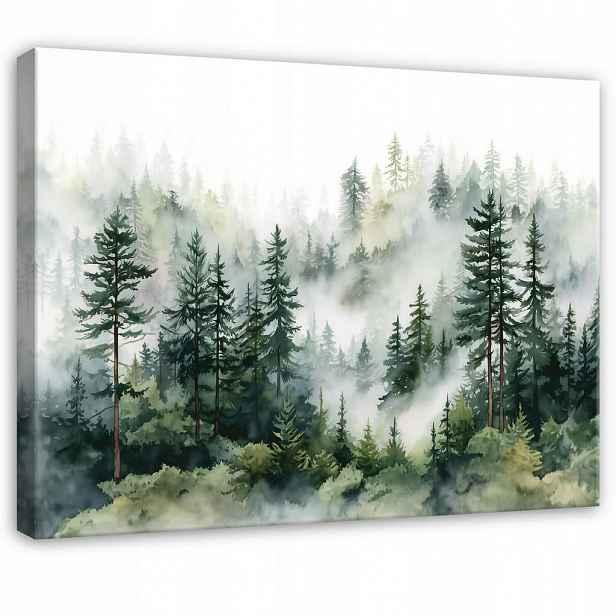 Wallarena OBRAZY NA PLÁTNO Les Mlha Příroda Zelená 60x40