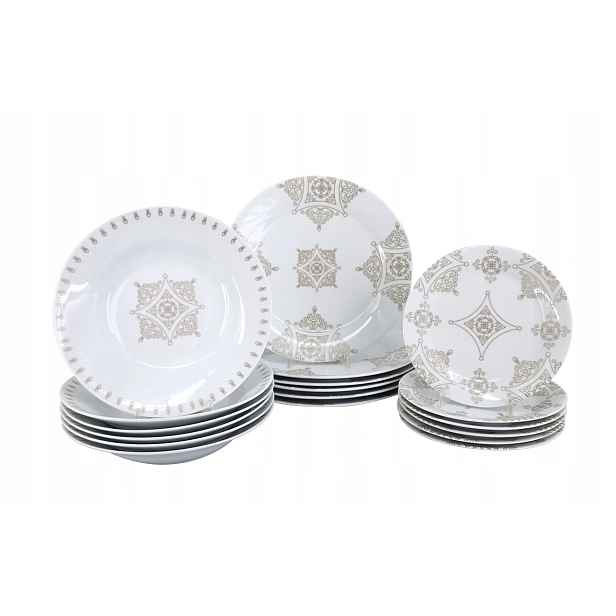 18dílná porcelánová sada talířů Ronda Baroko taupe, by inspire