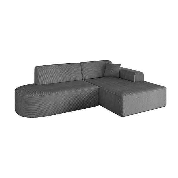 ALTDECOR ROHOVÁ SEDAČKA s otomanem, pravá IREA-L1-v3 232x165x77 Tmavě šedá Manšestr