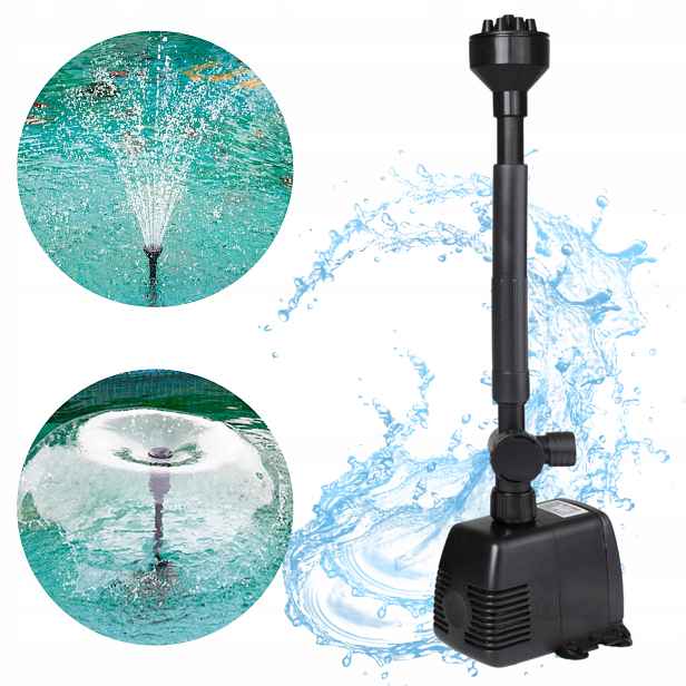 Oběhové vodní čerpadlo Fontána s vyměnitelnými koncovkami Regulace 1000L/h 22W
