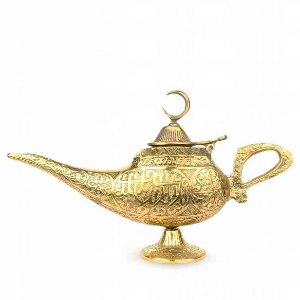Olejová Lampa Aladinova Mosazná Lampa Ručně Vyrobená, Orientální, Originální