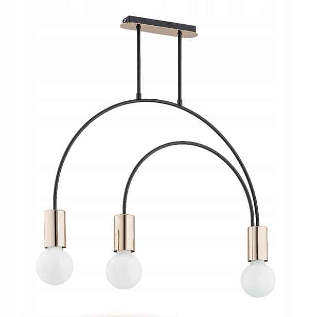 Stropní svítidlo minimalistická černá zlatá do jídelny nad stůl 3 body Alfa