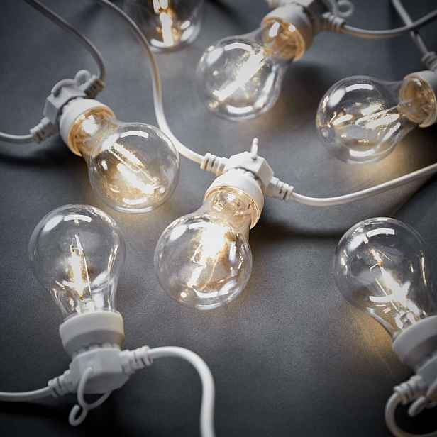 Butlers BULB LIGHTS Venkovní světelný řetěz žárovky 10 světel se zástrčkou - krémová
