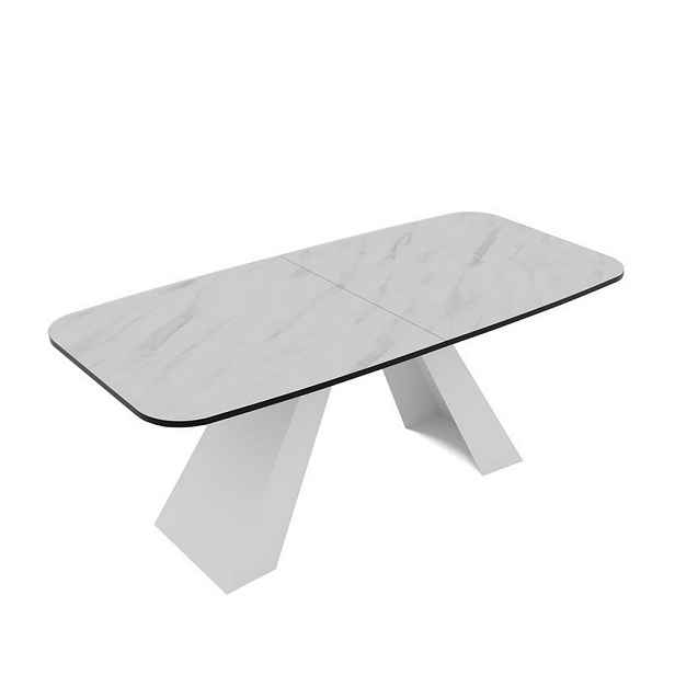 Idohome JÍDELNÍ STŮL ZENITH rozkládací 180/90/76 cm s kovovou podnoží, bílý / Bianco