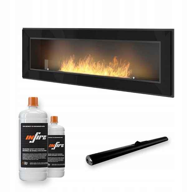 Závěsný biokrb pro vestavbu Frame 1500 Černý se sklem Simplefire Infire