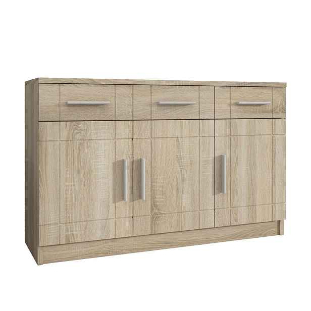 MASSENO KOMODA PERUGIA, 103/70/37 cm se 3 zásuvkami a 3 dvířky, dub Sonoma