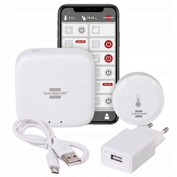 Sada Smart Home Brennenstuhl Zigbee Gateway Gwy Cz 01 senzor Tfs Cz 01
