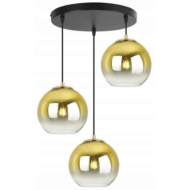 Závěsné Stropní Svítidlo Trojitý Lustr Stropní Svítidlo Skleněné Zlaté Glamour Stínidlo