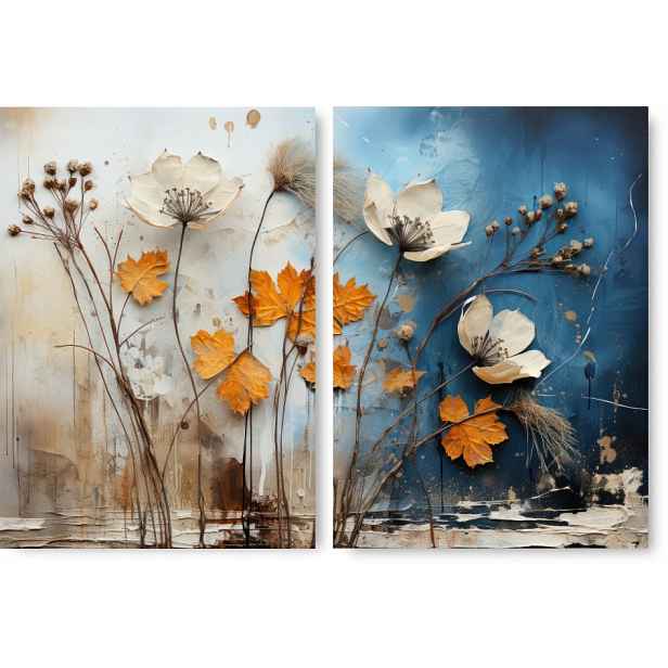 Boho Suché Rostliny Květiny sada 2 plakátů B1 100x70 cm obraz béžová #372