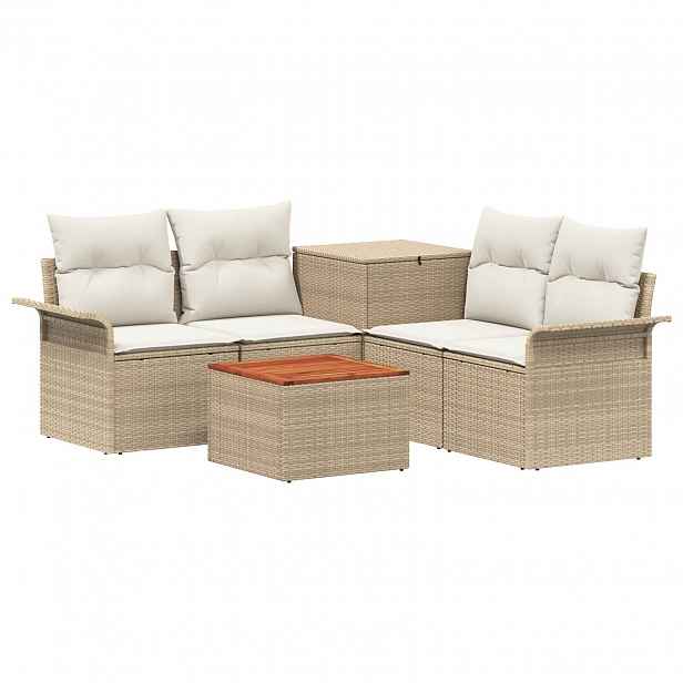vidaXL Set pohovek 6 ks 4-Počet míst Beige a krémová bílá