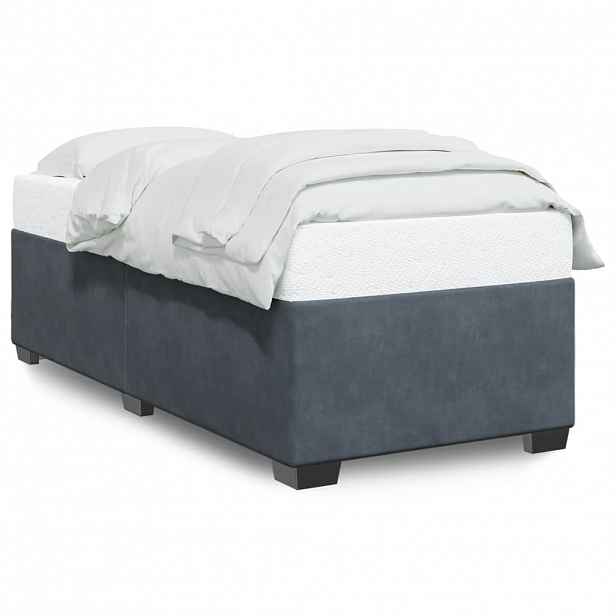vidaXL Rám postele bez matrace tmavě šedá 80 x 200 cm samet