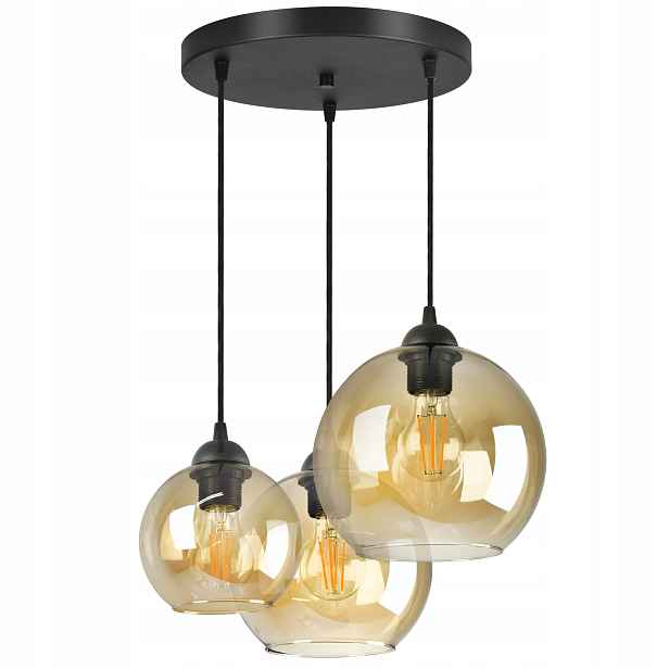Lampa Lustr Tři různé skleněné Medové koule