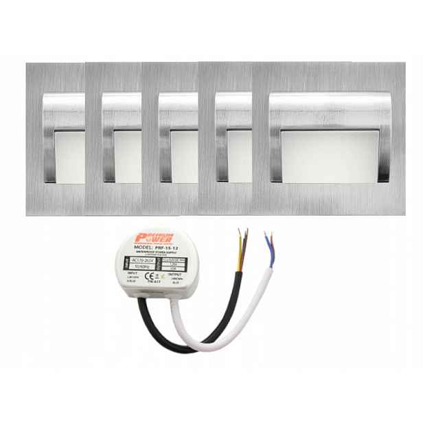 Sada Led schodišťových světel Halogen 5x napájecí adaptér