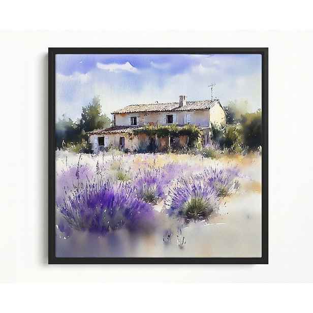 Obraz Rám Americký Box Krajina Vesnice Francie Dům Vila Zahrada Levandule 50x50