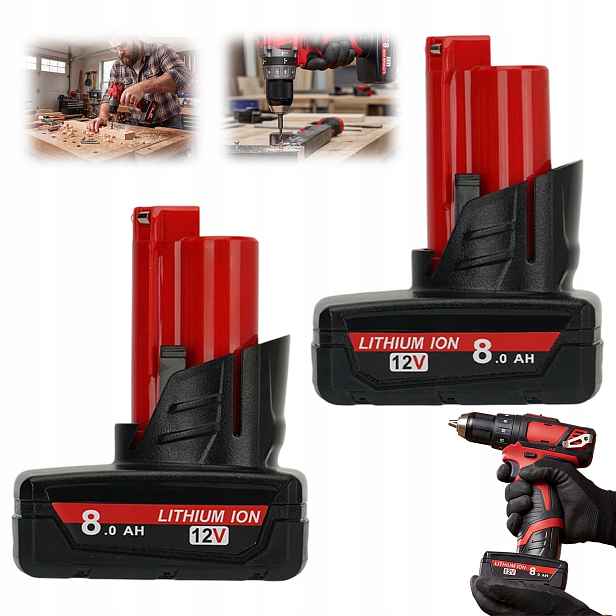 2 Kusy 12 V 8000 Mah Akumulátor Náhradní Akumulátor Pro Milwaukee