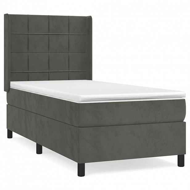 vidaXL Box spring postel s matrací tmavě šedá 90x190 cm samet