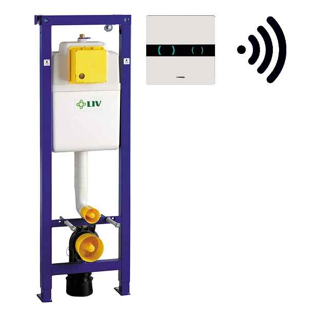 Liv-Fluidmaster LIV-FIX modul pro suchou instalaci; s elektronickým bezdotykovým bílým ovládacím panelem ABS - SET(4060419811; 7030452701)
