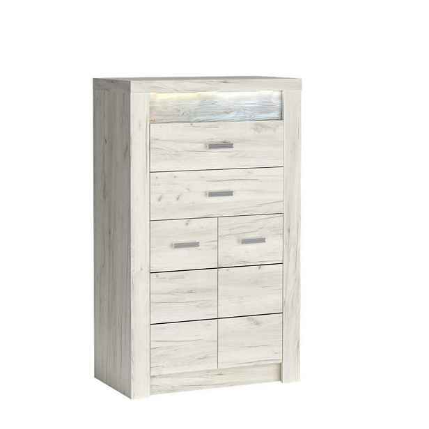 MASSENO KOMODA ZERI, 76/127/42 cm s 2 zásuvkami a 2 dvířky, dub Bianco