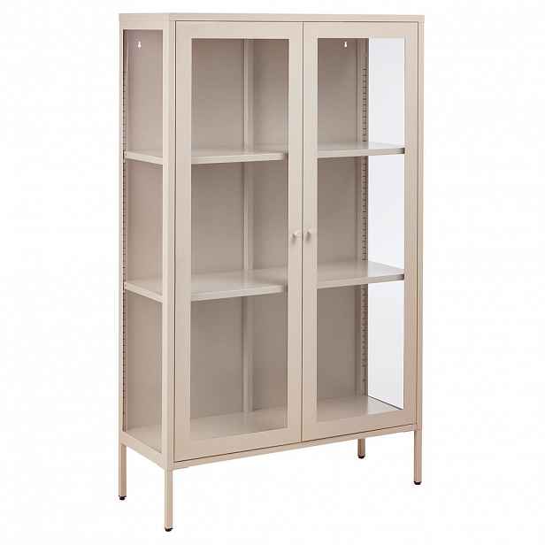 Beliani VITRÍNA se skleněnými dveřmi Kov 90 cm Béžová Nash