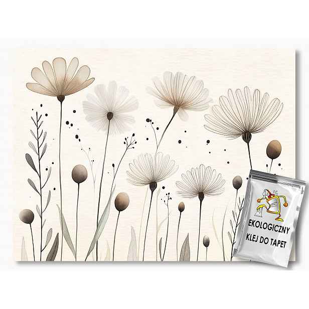 Fototapeta Flizelina Grafika Květiny Béžová Hnědá Scandi Boho 416x254 130g