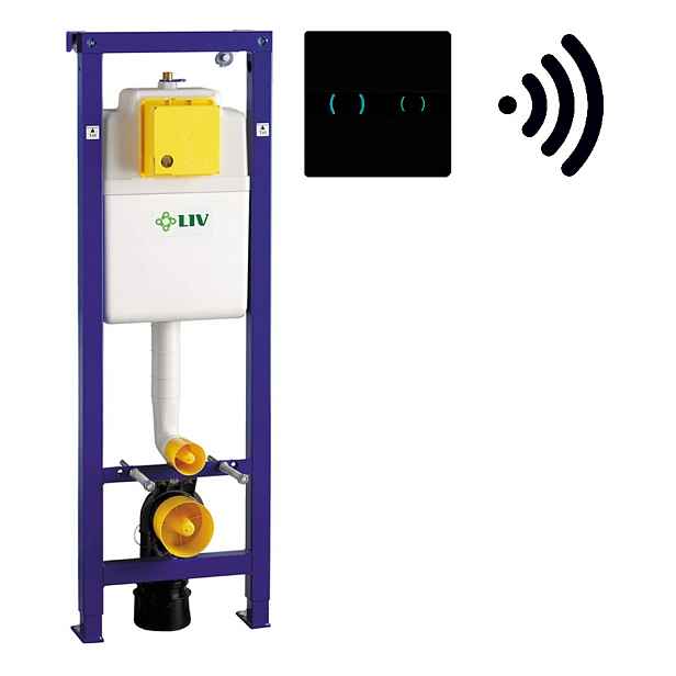 Liv-Fluidmaster LIV-FIX modul pro suchou instalaci; s elektronickým bezdotykovým černým ovládacím panelem SKLO - SET(7030452701; 8050419638)