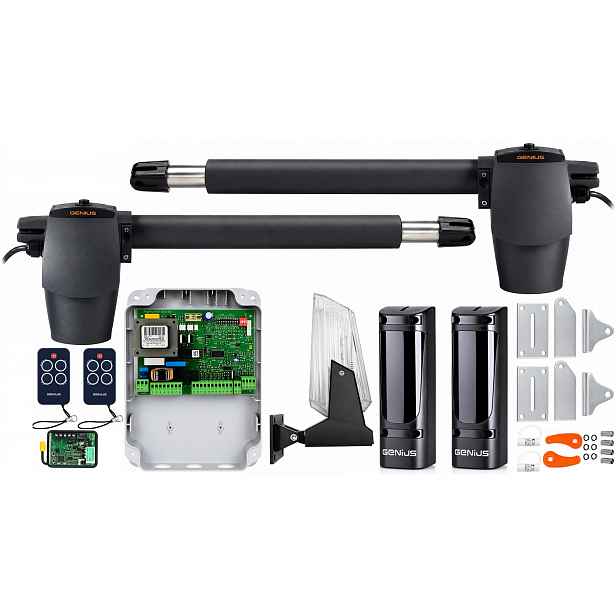 Pohon pro dvoukřídlou bránu Genius G-bat 400 2 x dálkové ovládání, foto, lampa