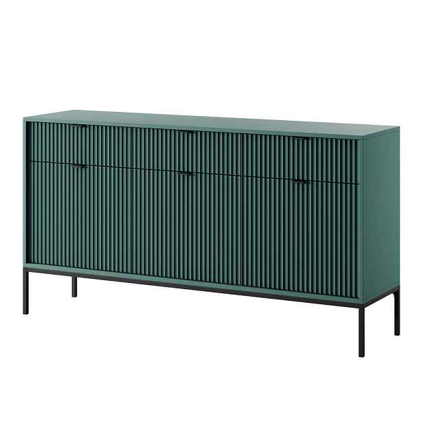 MASSENO KOMODA STELLARE, 154/83/39 cm se 3 zásuvkami a 3 dvířky, světle zelená
