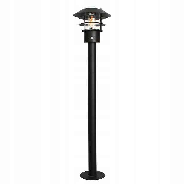 Venkovní stojací lampa s industriálním senzorem černá 100 cm Elstead