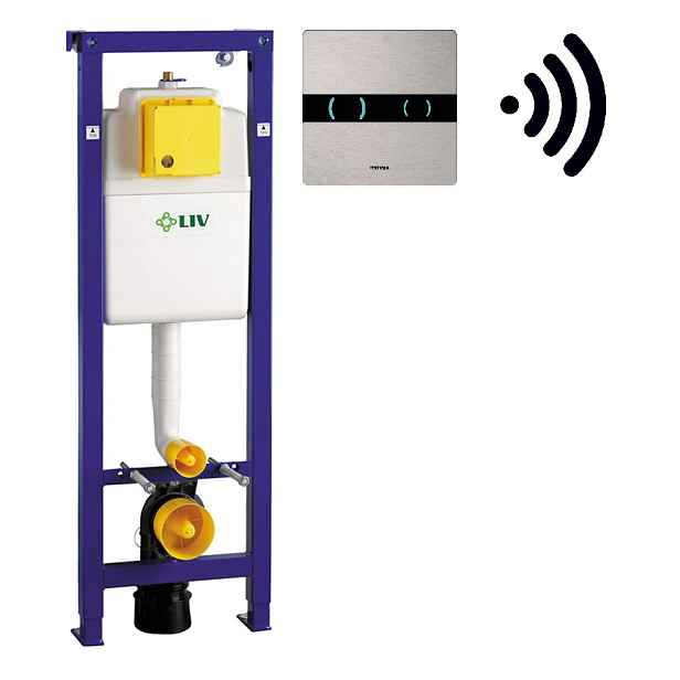 Liv-Fluidmaster LIV-FIX modul pro suchou instalaci; s elektronickým bezdotykovým hliníkovým ovládacím panelem NEREZ VZHLED - SET(7030452701; 8050419640)