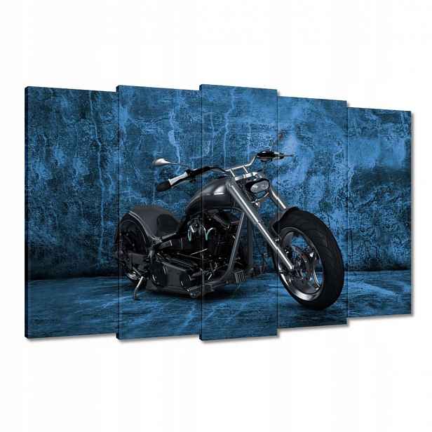 Obrazy 150x95 Modrá stěna Motocykl