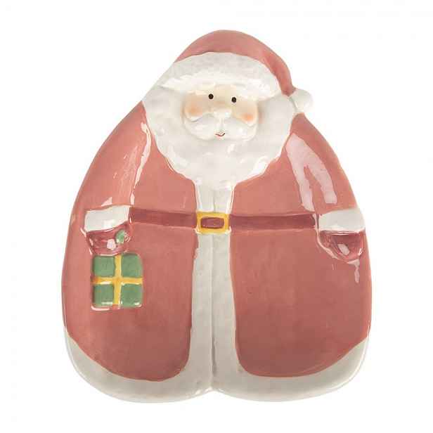 Růžový dezertní keramický talířek Santa Claus - 20*16*4 cm Clayre & Eef
